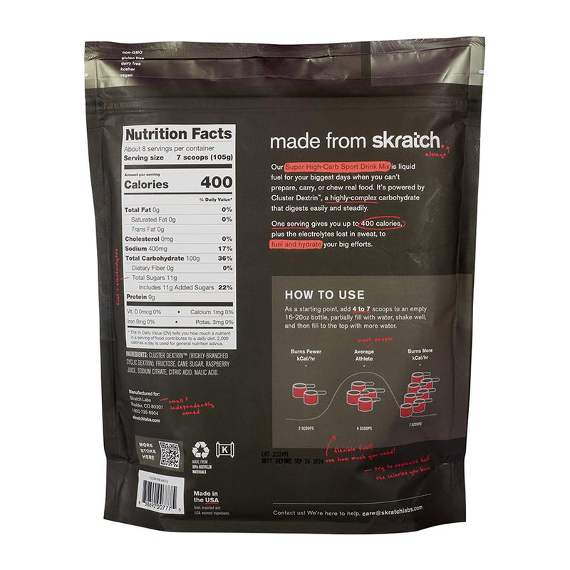 Load image into Gallery viewer, Skratch Labs Super High-Carb Drink Mix, Raspberry, Pouch, 8 servings
