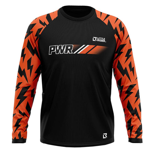 PWR Bikes Superbolt x Little Rider Tech, Jersey, Long Sleeves, Unisex, Black/Orange, Age 4