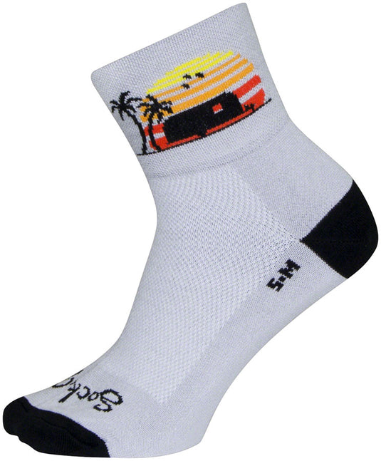 SockGuy Classic Happy Camper Socks - 3", Gray/Black/Orange, Large/X-Large