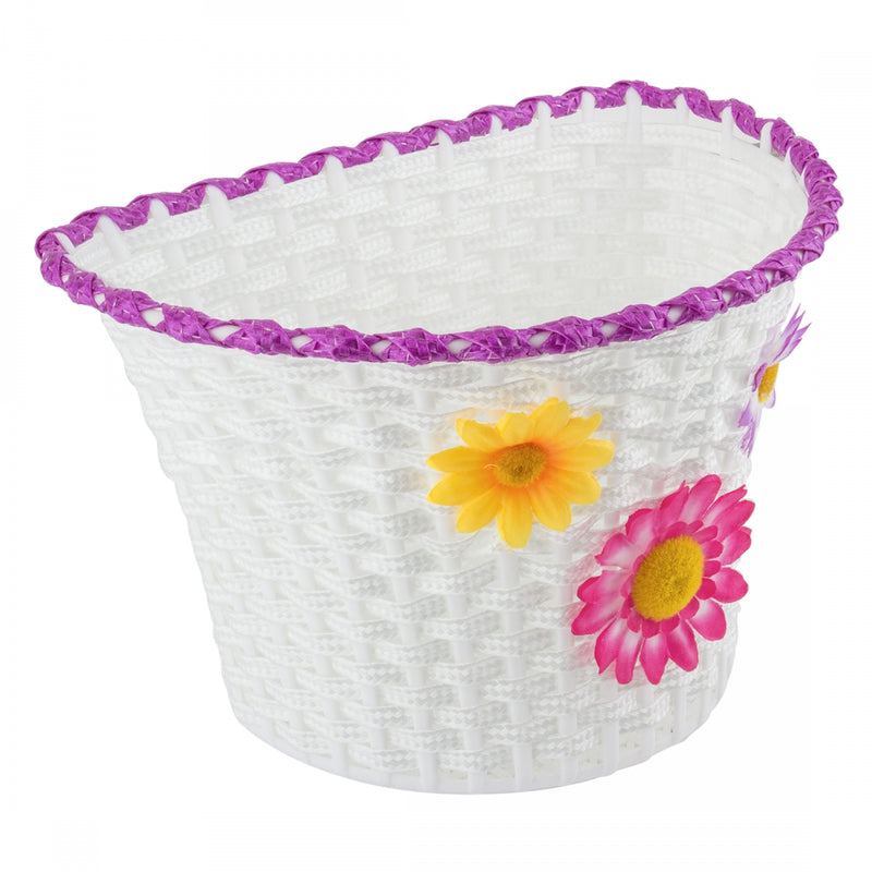 Load image into Gallery viewer, Sunlite-Classic-Flower-Basket-Basket-White-Synthetic-BSKT0284-Bicycle-Baskets
