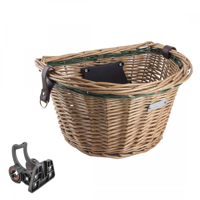 Load image into Gallery viewer, Sunlite-Wicker-Classic-QR-Basket-Green-Wicker-BSKT0302-Bicycle-Baskets
