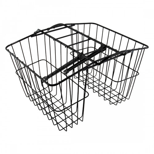 Wald-Products-Rear-Twin-Carrier-Basket-Black-Steel-BSKT0310-Bicycle-Baskets