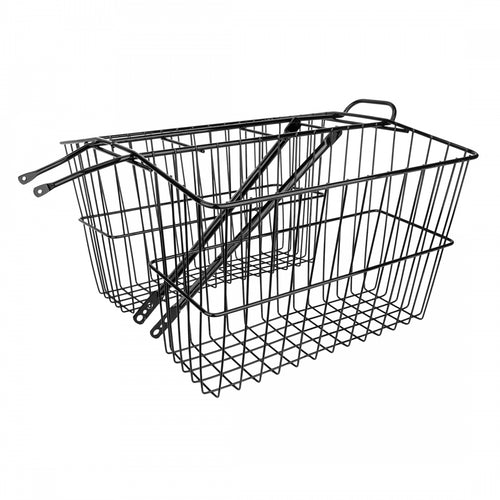 Wald-Products-Rear-Twin-Carrier-Basket-Black-Steel-BSKT0311-Bicycle-Baskets