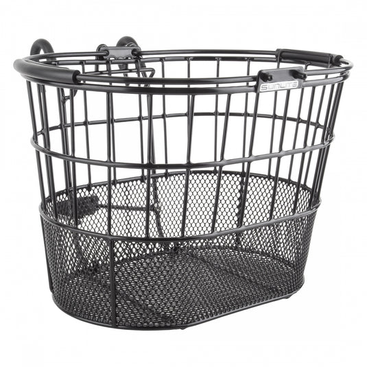 Sunlite-Standard-Oval-Mesh-Bottom-Lift-Off-Basket-Black-Steel-BSKT0359-Bicycle-Baskets