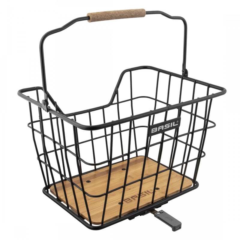 Load image into Gallery viewer, Basil-Nordland-Basket-Basket-Black-Steel-Bamboo-BSKT0504-Bicycle-Baskets
