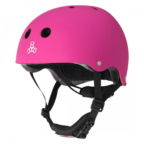 Triple-Eight-LiL-8-Helmet-X-Small-Small-46cm-–-53cm-Half-Face-Adjustable-Fitting-Pinch-Saver-Padded-Chin-Strap-Pink-HLMT2611-Bicycle-Helmets