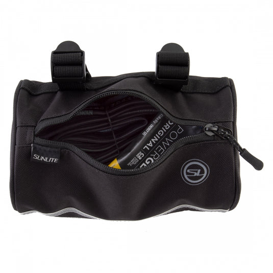 Sunlite Handlebar Roll Bag Black 8.6x4.7x4.7in Velcro Straps