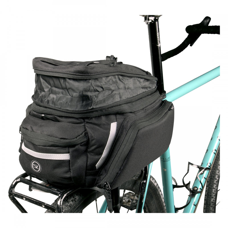 Load image into Gallery viewer, Sunlite RackPack Medium w/Pannier Bag Black 12.6x5.5x7.9in Velcro Straps
