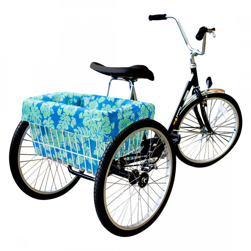 Load image into Gallery viewer, Cruiser Candy Style Up Trike Basket Liner Blue/Green Hibiscus Trike
