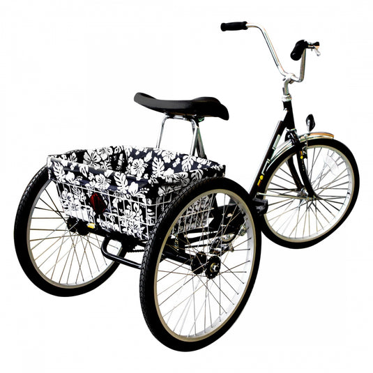 Cruiser Candy Style Up Trike Basket Liner Black/White Hibiscus Trike