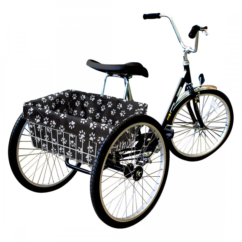 Load image into Gallery viewer, Cruiser Candy Style Up Trike Basket Liner Black/White Paw Print Trike
