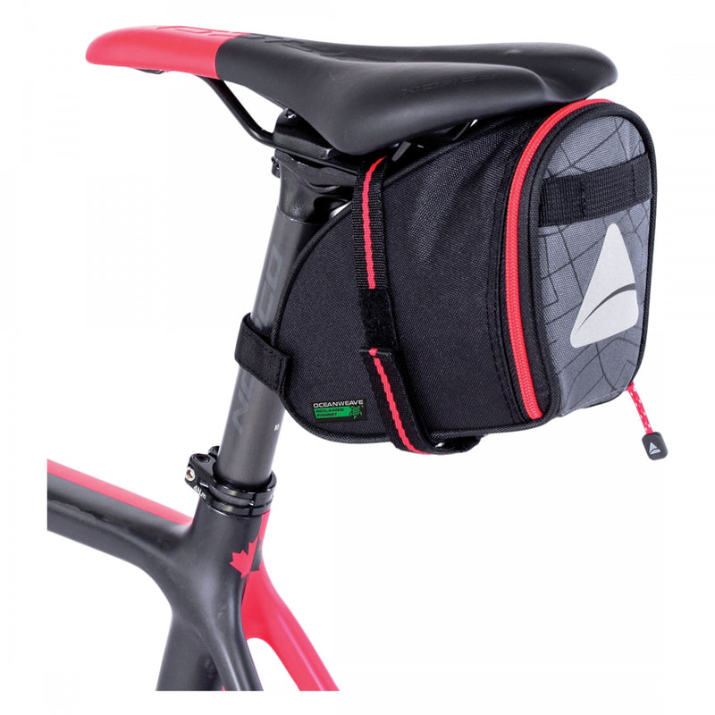 Load image into Gallery viewer, Axiom Seymour Oceanweave Wedge 1.3 Saddle Bag Black Bike Pack Water Resistant
