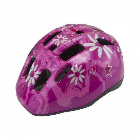 Aerius-V11-KIDS-X-Small-18-3-4-to-20-1-2inch-(48-to-52-cm)-Half-Face-Adjustable-Fitting-Pink-Flowers-HLMT2633-Bicycle-Helmets