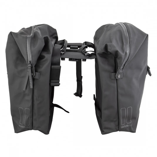 Pack of 2 Basil SoHo Nordlicht Double Pannier Bag Black 12.2x5.1x14.6` MIK