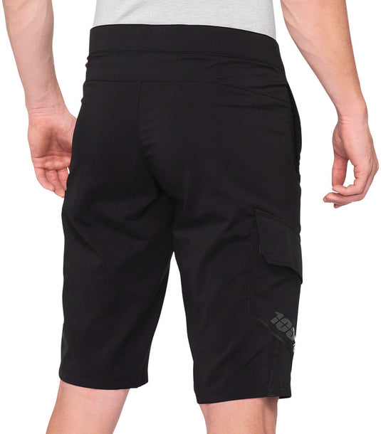 100% Ridecamp Shorts - Black, Men's, Size 36 Adjustable Snap Waist Closure