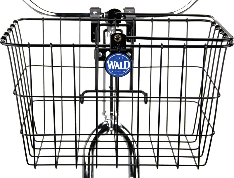 Load image into Gallery viewer, Wald-Quick-Release-Front-Mount-Basket-Black-Steel-BG0025-Bicycle-Baskets
