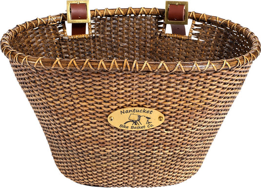 Nantucket-Bike-Basket-Lightship-Basket-Brown-Rattan-Wicker-BG0040-Bicycle-Baskets