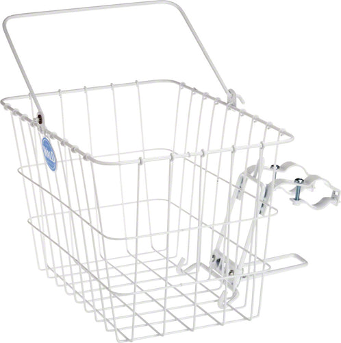 Wald-Quick-Release-Front-Mount-Basket-White-Steel-BG0051-Bicycle-Baskets