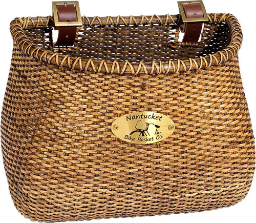 Nantucket-Bike-Basket-Lightship-Basket-Brown-Rattan-Wicker-BG0070-Bicycle-Baskets