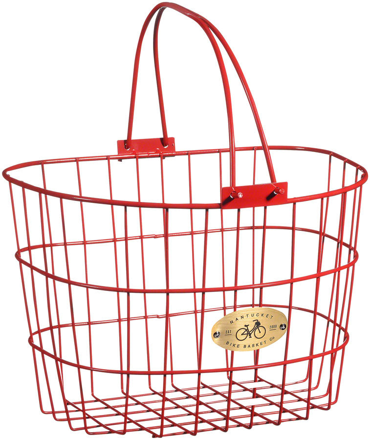 Load image into Gallery viewer, Nantucket-Bike-Basket-Surfside-Adult-Wire-D-Handlebar-Basket-Basket-Red-BG0083-Bicycle-Baskets
