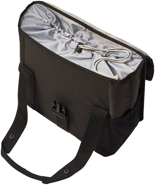 Basil Go Single Pannier - 16L, Black Double Elastic Side Pockets