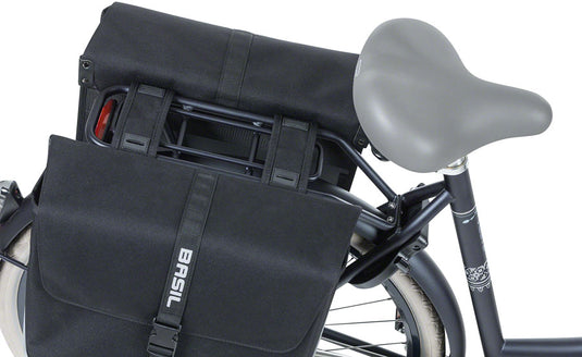 Basil Forte Double Pannier - 35L, Black Waterproof, Spacious, Robust Design