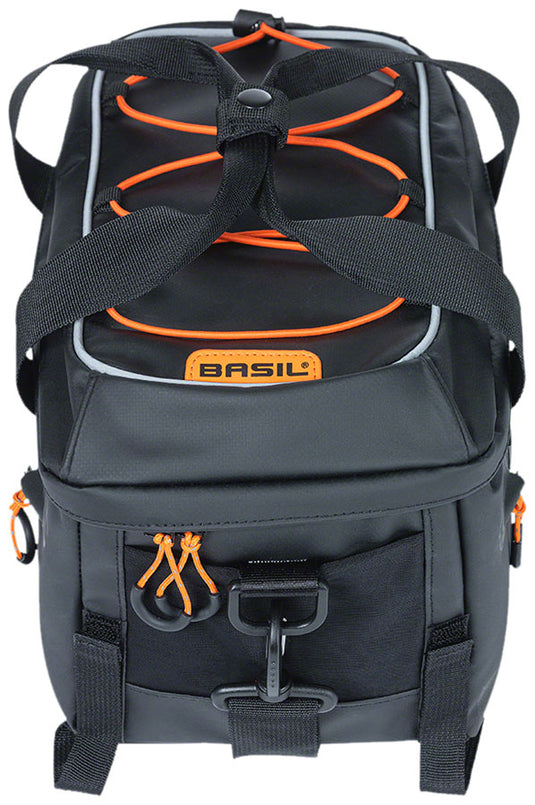 Basil Miles Trunk Bag - 7L, Strap Mount, Black/Orange