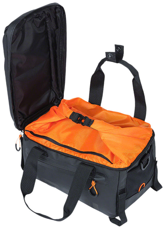 Basil Miles Trunk Bag - 7L, Strap Mount, Black/Orange