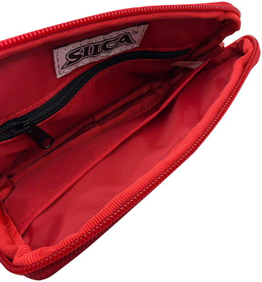 Silca Borsa Eco Zippered Phone Case - Recycled Leather,  Black/Red