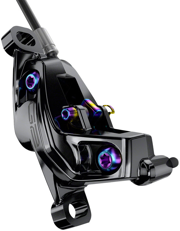 Load image into Gallery viewer, SRAM G2 Ultimate Disc Brake and Lever - Front, Post Mount, Carbon Lever, Titanium Hardware, Gloss Black with Rainbow
