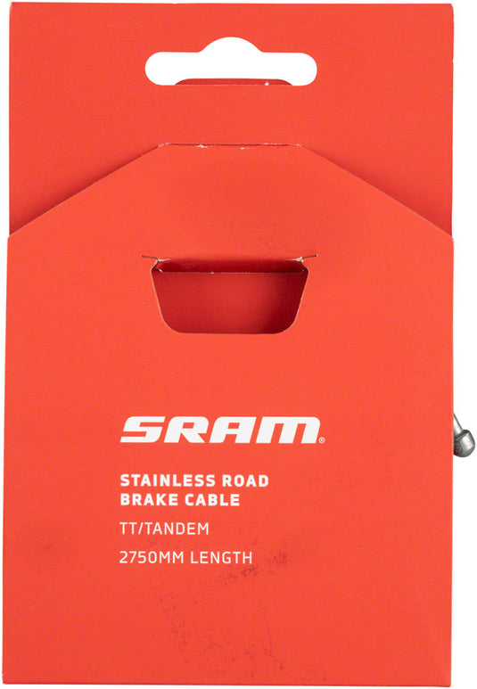 SRAM Stainless Steel Brake Cable - Road, 2750mm Length, Silver, For TT/Tandem