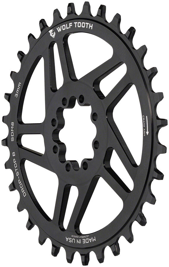 Load image into Gallery viewer, Wolf Tooth Direct Mount Chainring - 36t, SRAM Direct Mount, Drop-Stop B, For SRAM 8-Bolt Cranksets, 3mm Offset, Black
