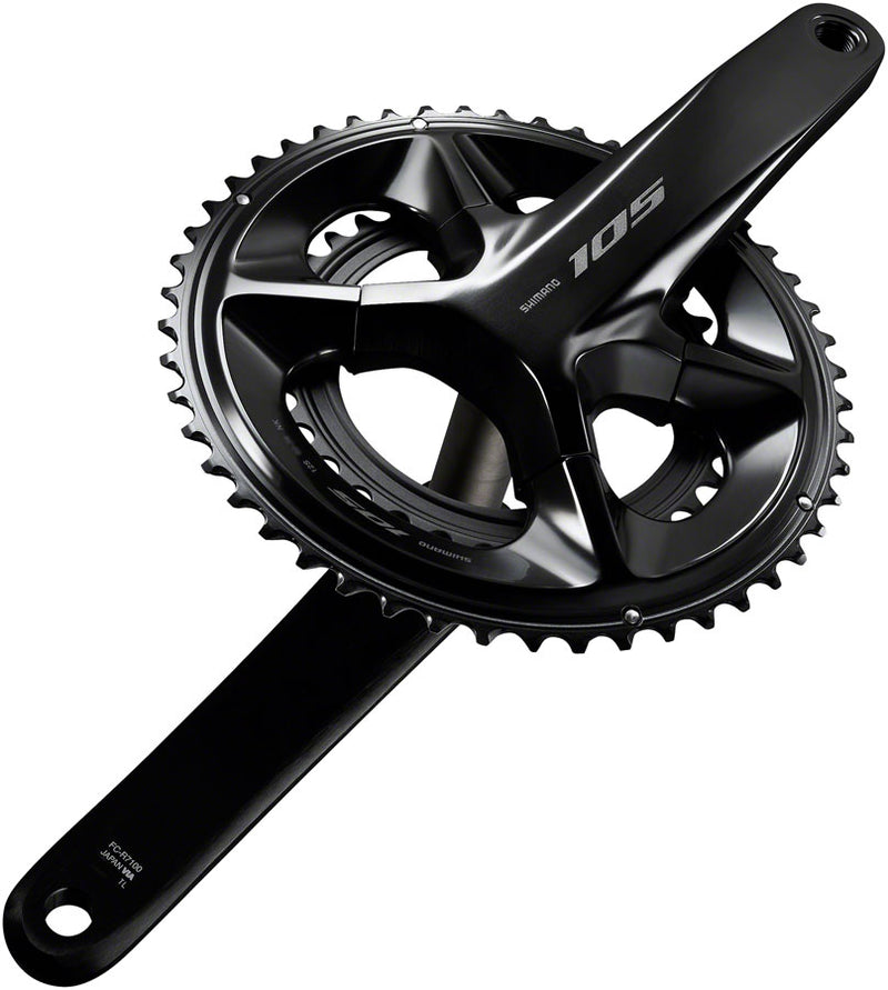 Load image into Gallery viewer, Shimano 105 FC-R7100 Crankset - 175mm, 12-Speed, 52/36t, 110 Asymmetric BCD, Hollowtech II Spindle Interface, Black
