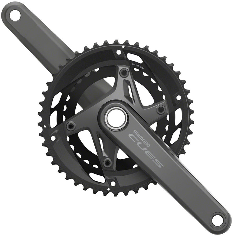 Load image into Gallery viewer, Shimano CUES FC-U6010-2 Crankset - 175mm, 11-Speed, 46/32t, Asymmetric 110 BCD, Hollowtech II, Black
