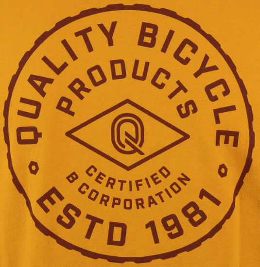 QBP Brand Circle Logo T-shirt - Men's, Antique Gold/Maroon, Small