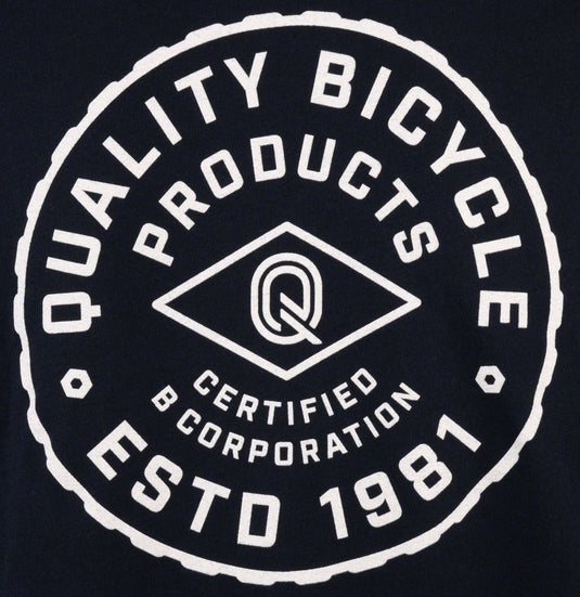 QBP Brand Circle Logo T-shirt - Men's, Midnight Navy/Gray, Small