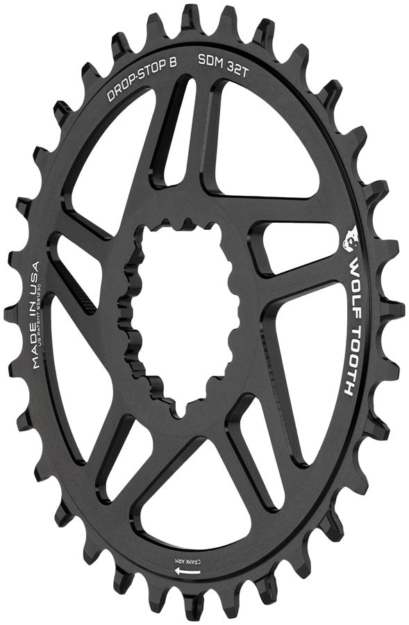 Load image into Gallery viewer, Wolf Tooth Direct Mount Chainring - 32t, SRAM Direct Mount, Drop-Stop B, For SRAM 3-Bolt Boost Cranks, 3mm Offset, Black
