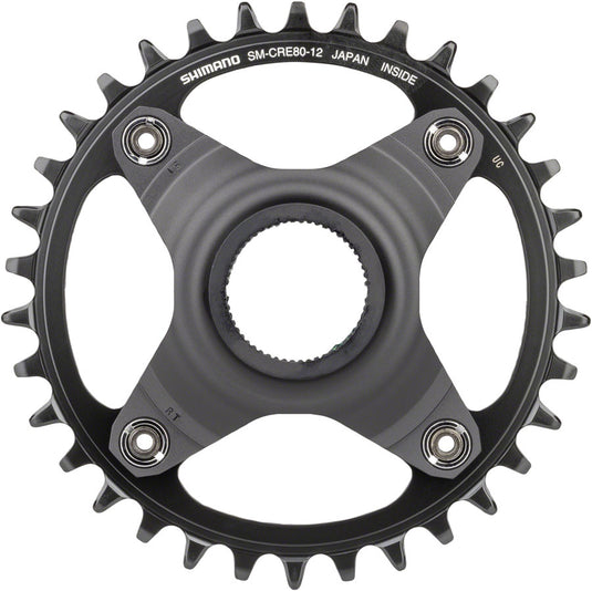 Shimano STEPS SM-CRE80-12-B Chainring - 34T Without Chainguard, 55mm Chainline, Black