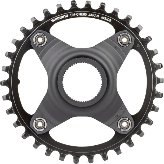 Shimano STEPS SM-CRE80-B Chainring - 34T Without Chainguard, 55mm Chainline, Black