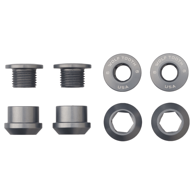 Load image into Gallery viewer, Wolf Tooth 1x Chainring Bolt Set - 6mm, Dual Hex Fittings, Set/4, Raw Silver
