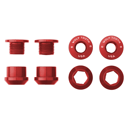 Wolf Tooth 1x Chainring Bolt Set - 6mm, Dual Hex Fittings, Set/4, Orange