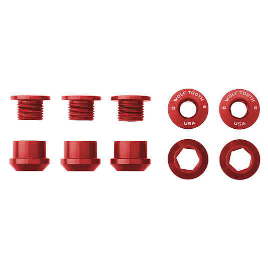 Wolf Tooth 1x Chainring Bolt Set - 6mm, Dual Hex Fittings, Set/5, Orange