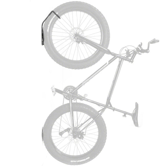 Delta Fat Tire Wall Mount Bike Storage Hook with Rear Wheel Tray - 1-Bike, Up to 5" Tire - Powdercoat Silver