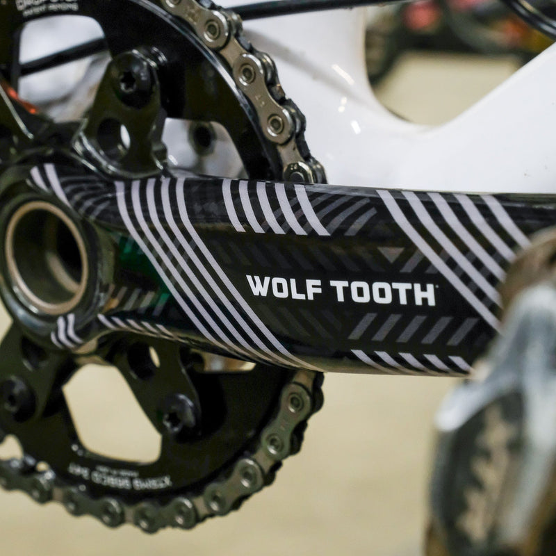 Load image into Gallery viewer, Wolf Tooth Crankskins Full-Skin Crankarm Protectors Crankarm Wrap - Logo Black
