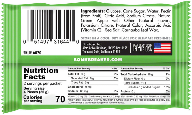 Load image into Gallery viewer, Bonk Breaker Energy Chews - Green Apple, Box of 10 Packs
