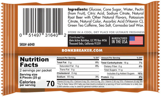 Bonk Breaker Energy Chews - Root Beer, With Caffiene, Box of 10 Packs