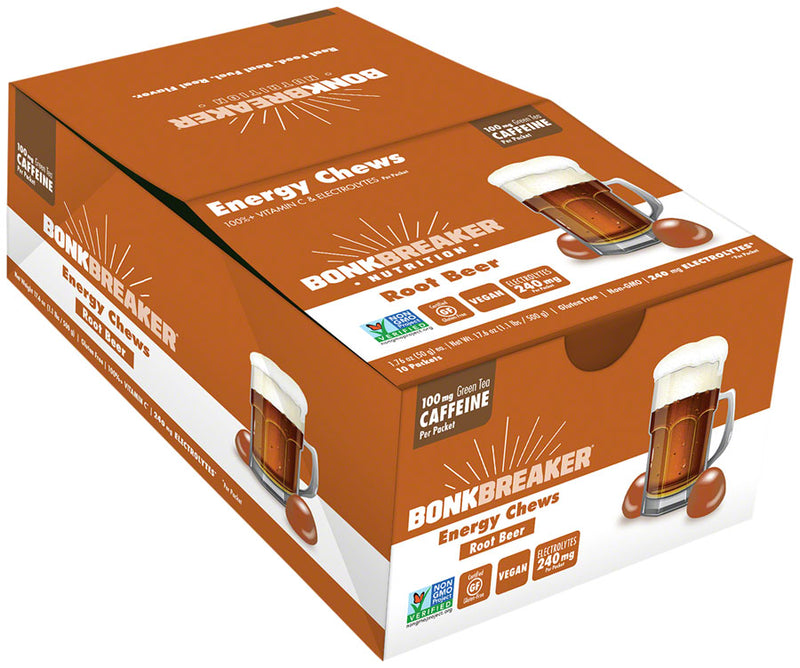 Load image into Gallery viewer, Bonk Breaker Energy Chews - Root Beer, With Caffiene, Box of 10 Packs
