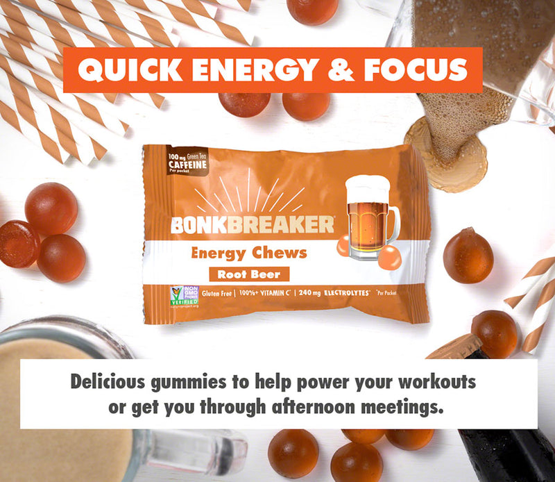 Load image into Gallery viewer, Bonk Breaker Energy Chews - Root Beer, With Caffiene, Box of 10 Packs
