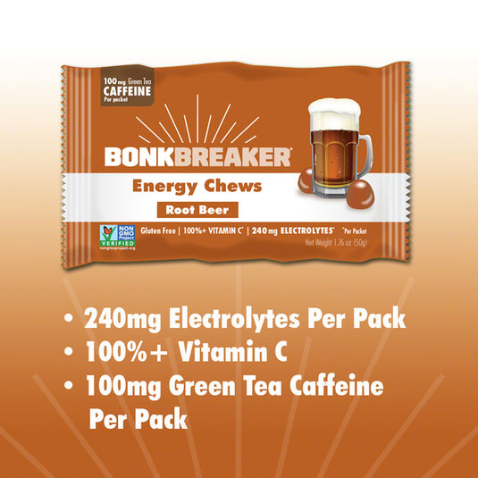 Bonk Breaker Energy Chews - Root Beer, With Caffiene, Box of 10 Packs