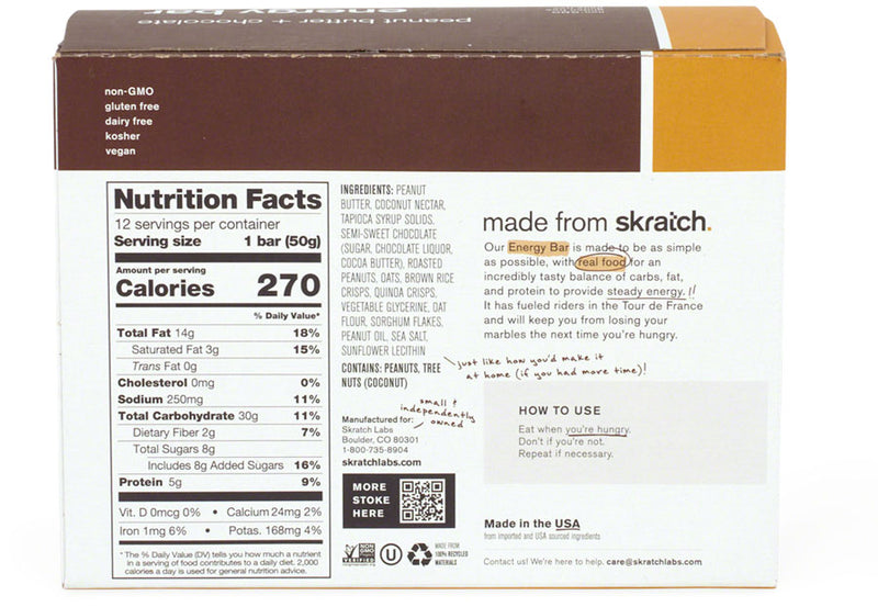 Load image into Gallery viewer, Skratch Labs Skratch Labs Energy Bar Sport Fuel  - Peanut Butter and Chocolate, Box of 12
